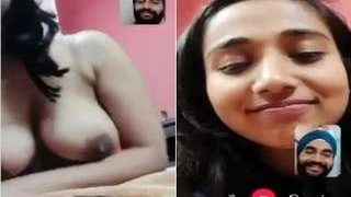 Panjabi girl flaunts her breasts to lover in video call