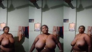 South Indian wife flaunts her huge natural breasts