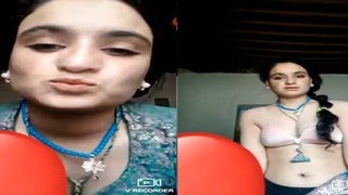 Beautiful hillbilly bhabhi flaunts her breasts in a video call