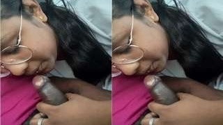 Tamil girl gives a blowjob in the back of a car