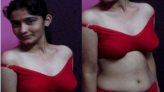Rare photo of a beautiful Bangladeshi girl in a red bra