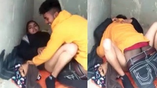 A couple gets caught in the act of outdoor sex