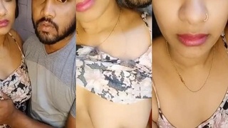 Hot MMS of Indian bhabhi's quick fun and boob show