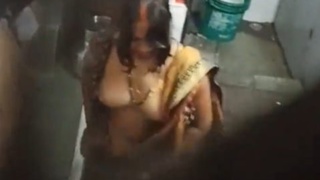 Spy camera captures married bhabi wearing saree after having sex