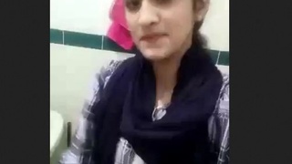 Cute teen GF gives her BF a tour of the bathroom