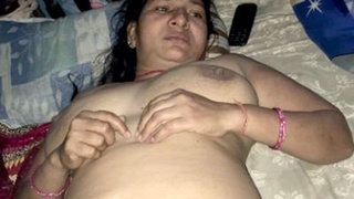 Fatty Indian Aunty gives a blowjob to her husband