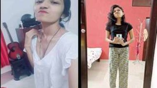 Horny teen wife enjoys solo play with her shaved cunt at night