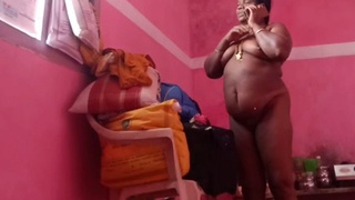 Mature woman shows off her body while on the phone