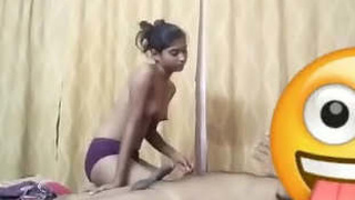 Indian girl with a pretty face gives a blowjob and gets fucked