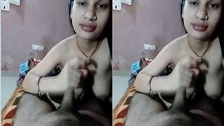 Busty bhabhi satisfies her partner with a blowjob and fucks