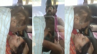 Mature couple has passionate sex in the backseat of a car