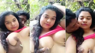 Village girl with big boobs gets naughty in the outdoors