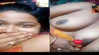 Bangla village bhabhi's big boobs and hairy pussy on video call