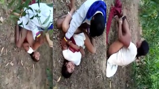 Bihari threesome in outdoor setting captured on MMS