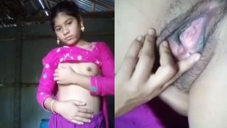 A married Bangladeshi woman from Dehati displays her vagina