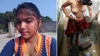Desi beauty gets naked for a soothing bath