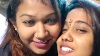 Enjoy a steamy video of a Desi lesbian couple kissing passionately