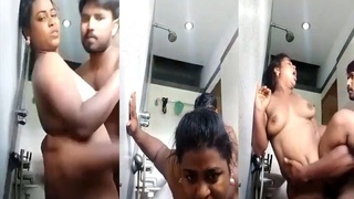 Indian couple engages in rough sex in the bathroom