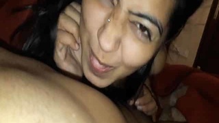 Girlfriend gives erotic blowjob to her partner