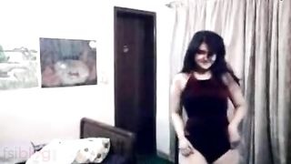 Bare-backed Indian college hottie strips down to reveal massive cock