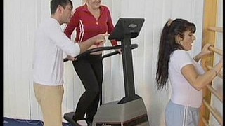 Granny and young babe engage in a workout session with a twist