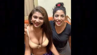 A horny friend shows off her boobs to her fans