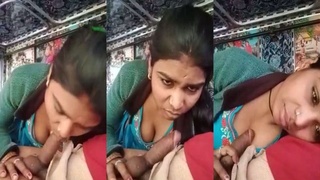 Local desi slut Randi gives a blowjob to a truck driver in MMS