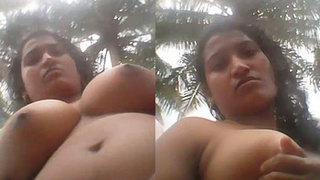 Aunty flaunts her big tits in public