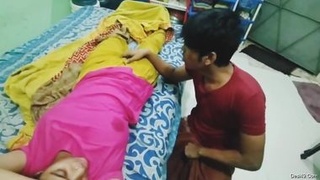 Stepbrother gets aroused and licks nipples of Indian sister