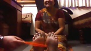 Mature Indian woman enjoys tickling and teasing