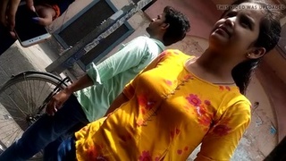 Tamil teen's natural tits on display