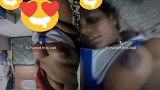 Exclusive Tamil girl flaunts her breasts on video call