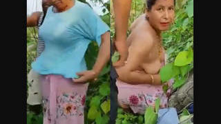 Desi auntie gets caught in the jungle and fucks wildly