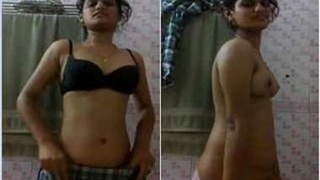 Indian desi teen strips naked in the bathroom to show off her XXX assets