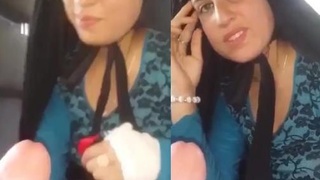 Beautiful Pathani girl gives a car blowjob, revealing her breasts and pussy