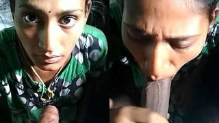 Tamil girl flaunts her boobs and gives a sensual blowjob