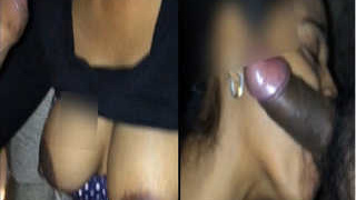 Amateur Indian bhabhi shows off her boobs and gives a blowjob
