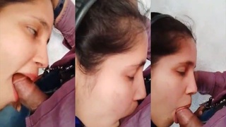 Indian girl gives a blowjob to her boyfriend in a steamy video