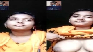 Big boobs college girl flaunts her body on video call