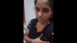 College girl with massive boobs gets naughty in bed