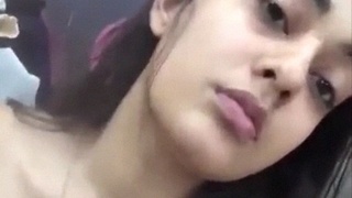 Pakistani girl spits on boobs in nude selfie video