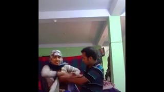 Pakistani young girl in hijab giving a hard blowjob