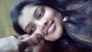 Indian girl gives a sensual blowjob with kisses