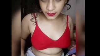 Cute Indian girl with big boobs gets naughty
