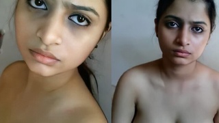 A cute desi girl bares it all for the camera in a naughty video