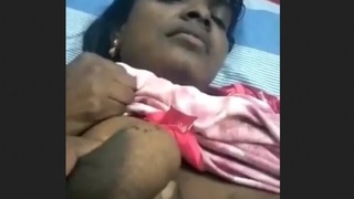 Tamil wife's big boobs get stretched and pressed
